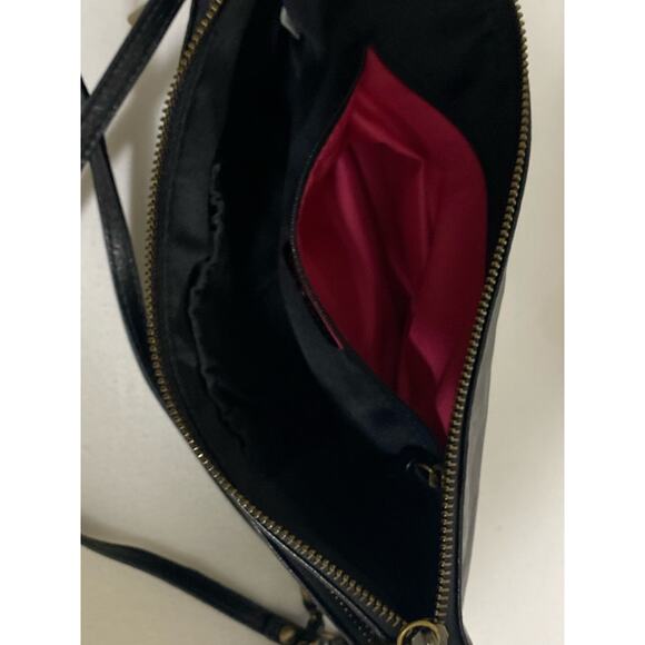 Elliott Lucca Leather Handbag Black Purse Chain Accents Neutral Slim Clutch - Picture 12 of 14